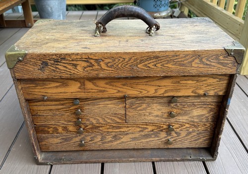 Antique oak machinist tool - antique,